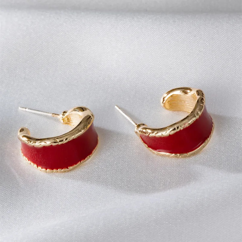 Aretes Rectangulares Rojo Dorado