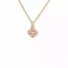 Collar Flor Dorada con Cristales Rosa Claro