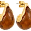 Aretes Rectangulares Ámbar Dorado
