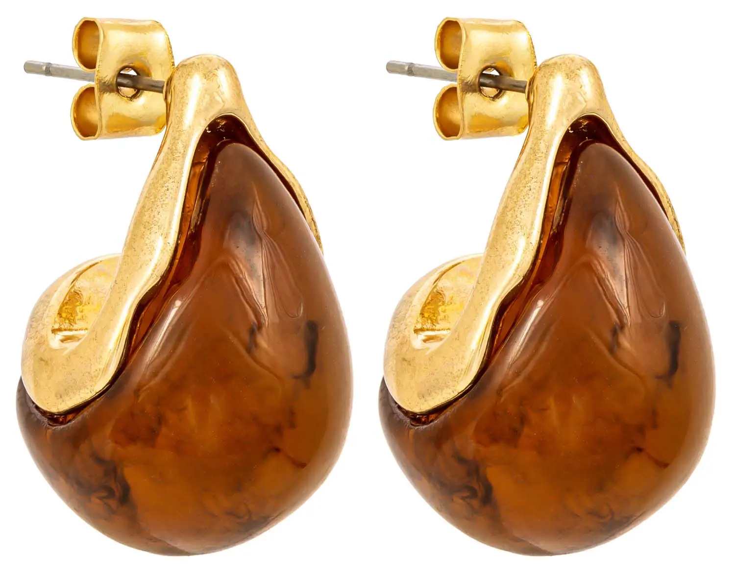 Aretes Rectangulares Ámbar Dorado