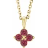 Collar Flor Dorada con Cristales Rosados