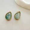 Aretes Gota Mármol Celeste Dorado