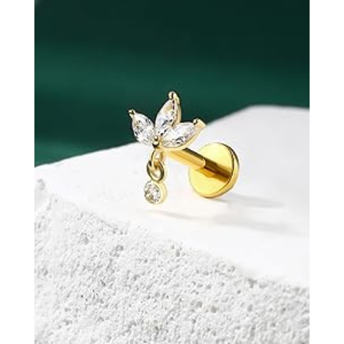 Arete Libélula Dorada con Cristales Blancos - Imagen 3