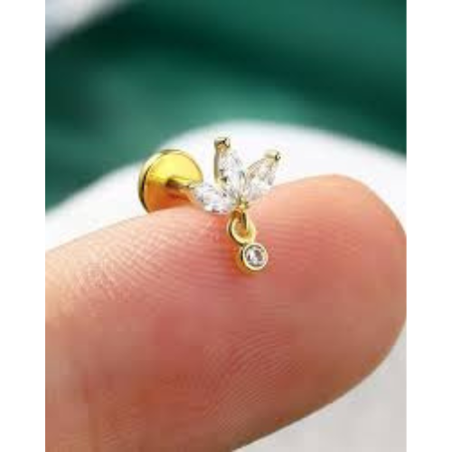 Arete Libélula Dorada con Cristales Blancos - Imagen 2