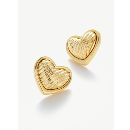 Aretes Corazón Dorado Texturizado - Imagen 2