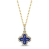 Collar Flor Dorada con Cristales Azules