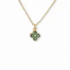 Collar Flor Dorada con Cristales Verdes