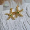 AROS DORADOS ESTRELLA DE MAR CON DETALLE VERDE