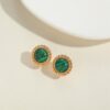 AROS DORADOS CIRCULARES CON PIEDRA VERDE