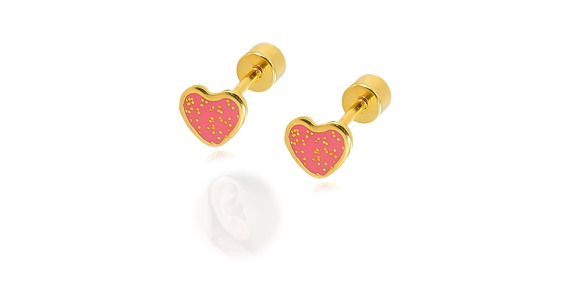 AROS DORADOS CORAZÓN ROSADO