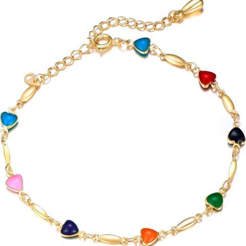 PULSERA DORADA CON DETALLES DE COLORES AJUSTABLE