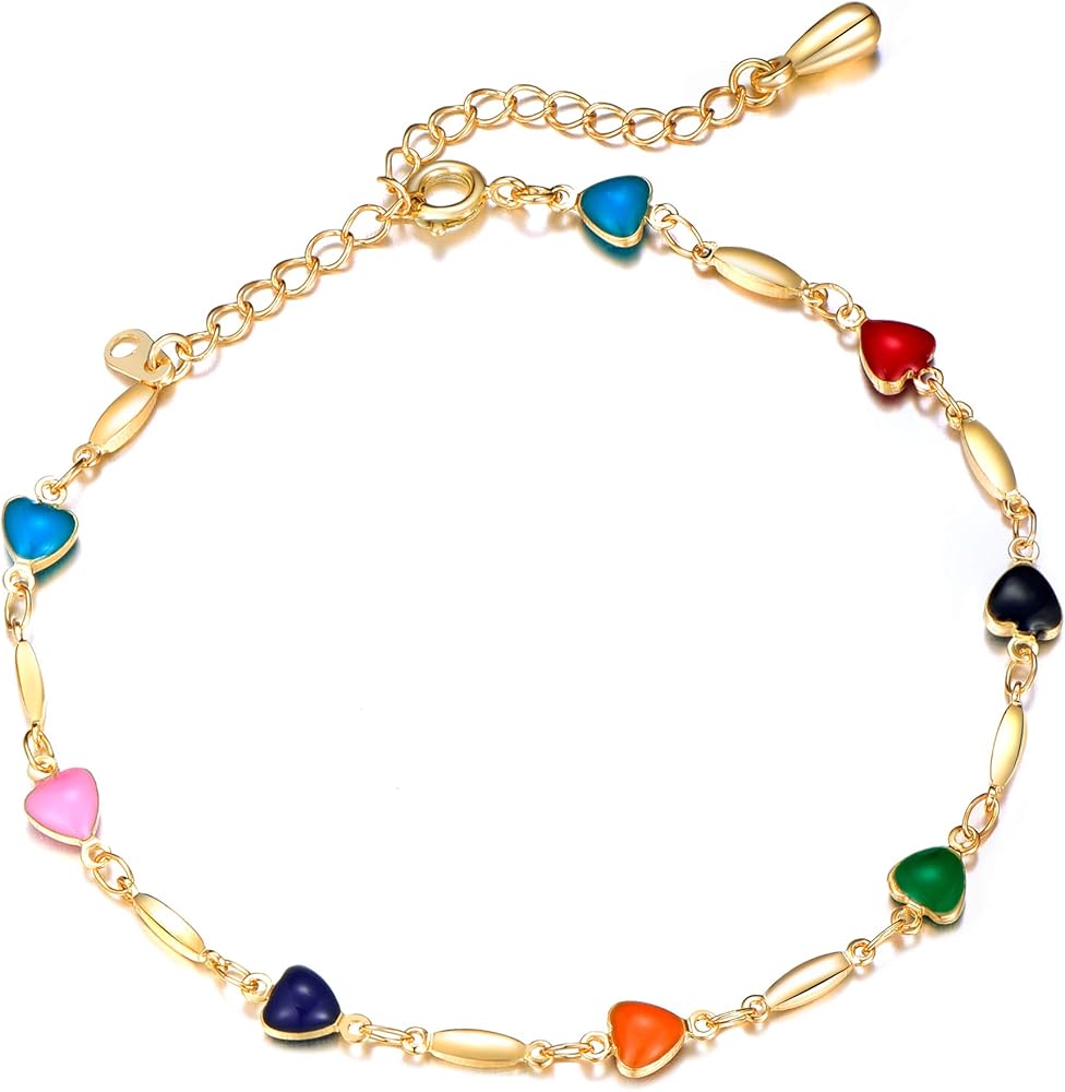 PULSERA DORADA CON DETALLES DE COLORES AJUSTABLE