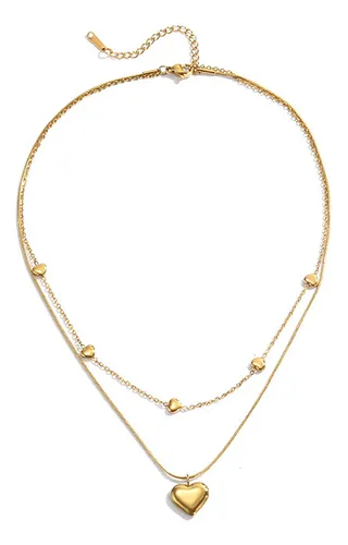 COLLAR DORADO DOBLE CON CORAZÓN