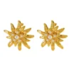 AROS DORADOS FLOR GRANDE CON BRILLOS