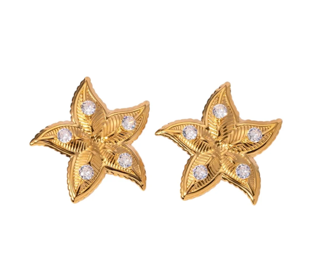AROS DORADOS ESTRELLA CON BRILLOS