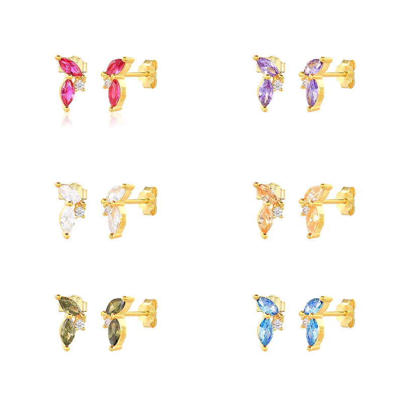 SET DE AROS DORADOS MARIPOSAS Y HOJAS CON BRILLOS