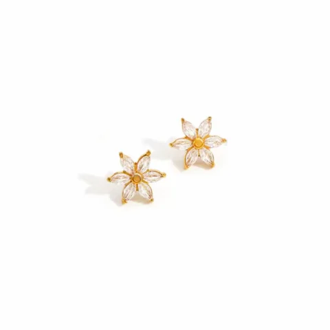 AROS DORADOS FLOR CON BRILLOS