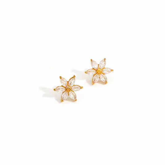 AROS DORADOS FLOR CON BRILLOS