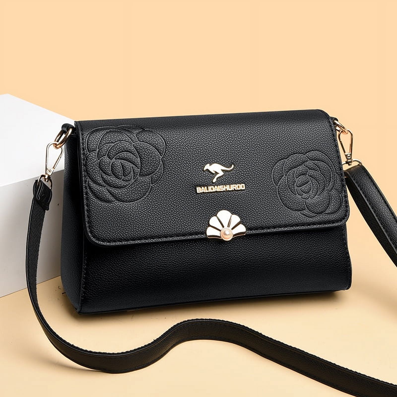 CARTERA KAIDIFEINIROO NEGRA CON RELIEVE FLORAL