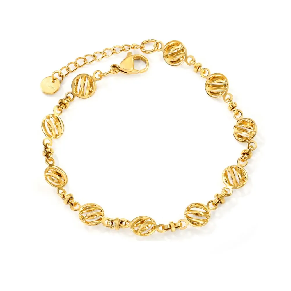 PULSERA DORADA DE ESLABONES TRENZADOS AJUSTABLE