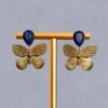 AROS DORADOS MARIPOSA CON PIEDRA AZUL
