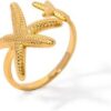 ANILLO DORADO ESTRELLA DE MAR AJUSTABLE