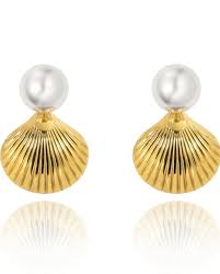 AROS DORADOS CONCHA CON PERLA