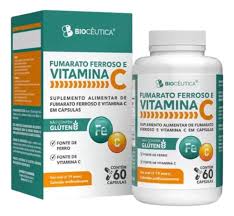 Fumarato Ferroso e Vitamina C - Biocêutica (60 Cápsulas)